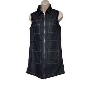 Eighty-Eight Denim Blue Mini Dress Zip Up Front Women’s Size Small